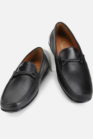 Louis Philippe Men Black Leather Loafers