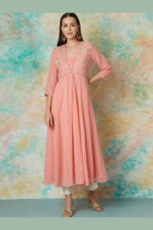 Lifestyle Floral Embroidered Gotta Patti Anarkali Kurta With Pyjama & Dupatta