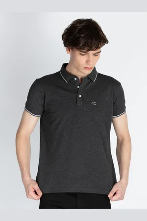 Status Quo Men Solid Polo Collar Cotton Slim Fit T-shirt