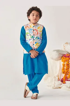 pspeaches Boys Regular Kurta with Pyjamas & Jacket