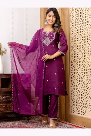 Celebravo Ethnic Motifs Embroidered Straight Zari Kurta With Trousers & Dupatta