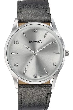 Sonata Men Embellished Dial & Leather Straps Analogue Watch 77140SL01