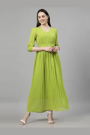 Aayu Puff Sleeve Georgette Fit & Flare Maxi Dress