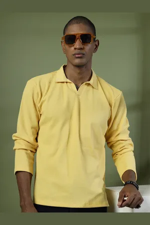 Rigo Men Solid Polo Collar Cotton Oversized T-shirt