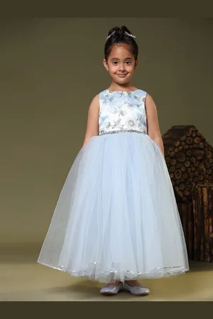 Toy Balloon Kids Girls Floral Self Design Net Fit & Flare Maxi Dress