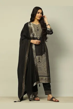 Rangriti Ethnic Motifs Woven Design Straight Kurta With Salwar & Dupatta