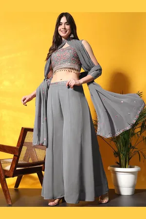 Chhabra 555 Embroidered Top Cape With Palazzo Co-Ords