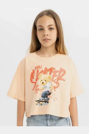 DeFacto Girls Graphic Printed Round Neck Cotton T-shirt