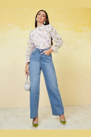 Styli Pink Floral Printed High Neck Top