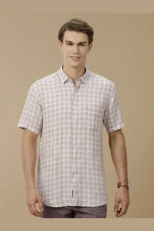 Linen Club Men Contemporary Slim Fit Spread Collar Checked Casual Shirt