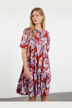 Trendyol Women Floral Print Tie-Up Neck Dress