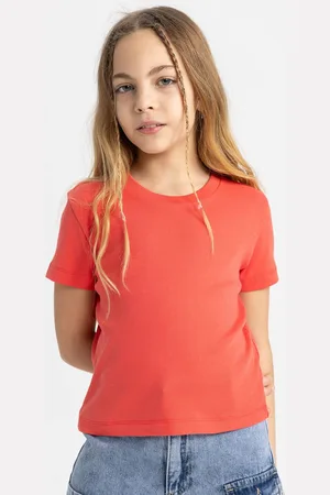 DeFacto Girls Graphic Printed Round Neck Cotton T-shirt