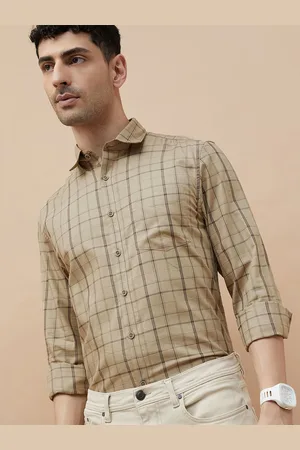 Lifestyle Men Spread Collar Tartan Checked Cotton Casual Shirt