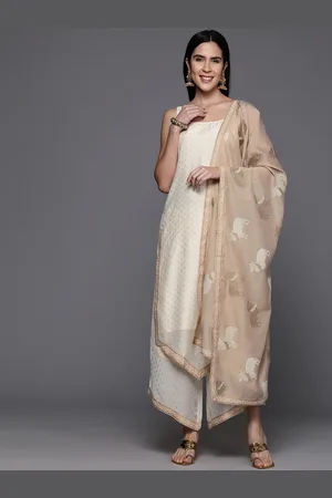 Ahalyaa Ethnic Motifs Square Neck Shoulder Straps Kurta With Palazzos & Dupatta
