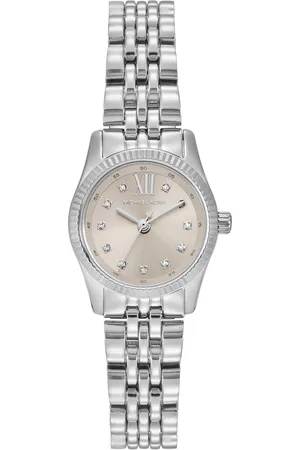 Michael Kors Women Lexington Embellished Analogue Watch MK4843I-Silver