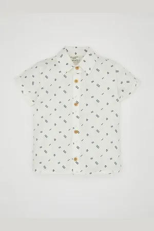 DeFacto Boys Spread Collar Conversational Printed Cotton Casual Shirt