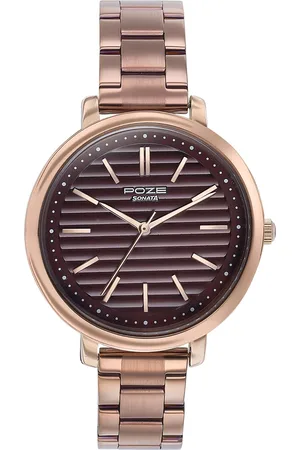 Sonata Women Embellished Dial & Bracelet Style Straps Analogue Watch SP80081KM01WF
