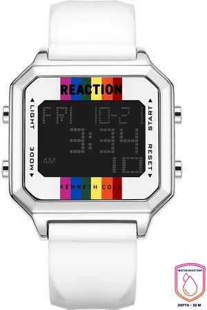 Kenneth Cole Unisex White Dial & White Textured Straps Digital Watch KRWGP9007805