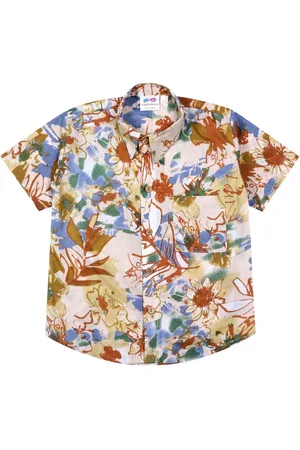 Superminis Boys Modern Spread Collar Floral Printed Cotton Casual Shirt