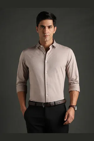 Bergamo Slim Fit Spread Collar Pure Cotton Pure Cotton Knitted Formal Shirt