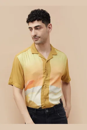 Lifestyle Men Cuban Collar Abstract Printed Casual Shirt