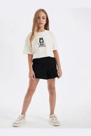 DeFacto Girls Printed Pure Cotton T-shirt with Shorts