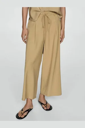 MANGO Women Wide Leg Cropped Trousers