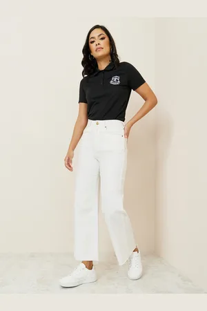 Styli Black Embroidered Detail Short Sleeves Polo Collar T-shirt