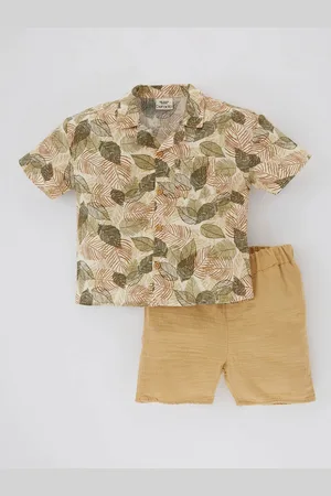 DeFacto Boys Printed Pure Cotton Shirt With Short
