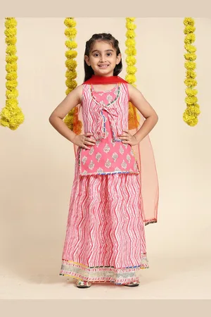 Cutiekins Girls Paisley Printed Cotton Ready to Wear Lehenga & Blouse With Dupatta