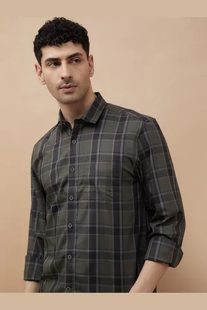 Lifestyle Men Spread Collar Tartan Checked Cotton Casual Shirt