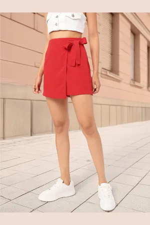 DressBerry Cherry Red Wrap Style Skorts