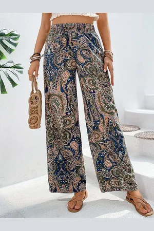 LULU & SKY Women Floral Printed Loose Fit High-Rise Pleated Trousers