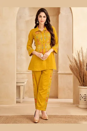 AUTUMN LANE Eden Amber Floral Embroidered Tunic With Trousers
