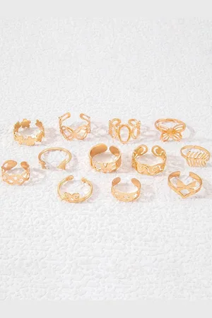 Jewels Galaxy Set of 12 Gold Plated Finger Ring