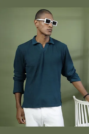 Rigo Men Solid Polo Collar Cotton Oversized T-shirt