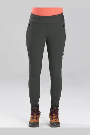 DECATHLON Women Charcoal Black Slim Fit Solid Regular Trousers
