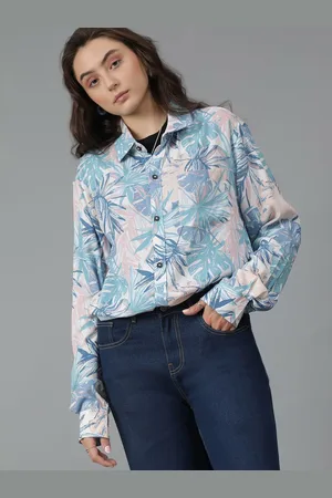 KOTTY Women Spread Collar Floral Printed Cotton Oversized Casual Shirt
