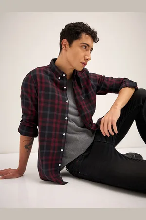 The Bear House Men Tartan Checked Cotton Slim Fit Casual Shirt
