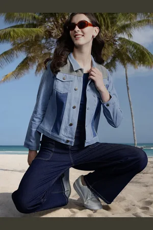 Mast & Harbour Women Colourblocked Pure Cotton Denim Jacket