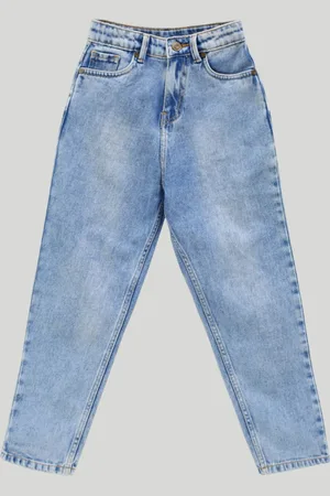 LilPicks Girls Mid Rise Heavy Fade Denim Jeans