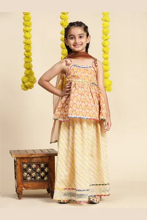 Cutiekins Girls Paisley Printed Cotton Ready to Wear Lehenga & Blouse With Dupatta
