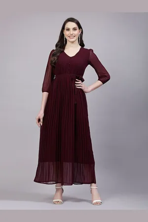 Aayu Puff Sleeve Georgette Fit & Flare Maxi Dress