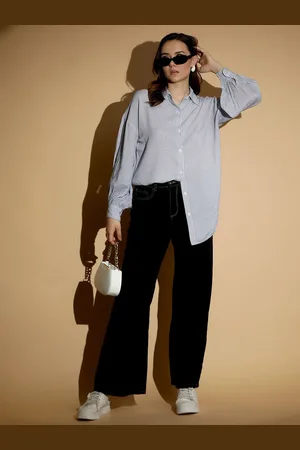 KOTTY Women Spread Collar Micro Ditsy Printed Cotton Oversized Casual Shirt
