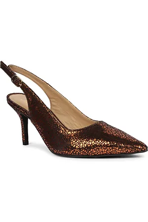 SAINT G. Embellished Pointed Toe Leather Kitten Heeled Pumps