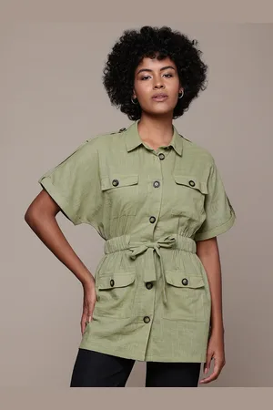 Roadster The Lifestyle Co. Pure Cotton Waist Tie-Up Longline Shirt