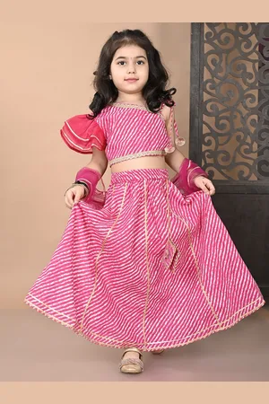 Superminis Girls Leheriya Printed Cotton Ready to Wear Lehenga & Blouse With Dupatta