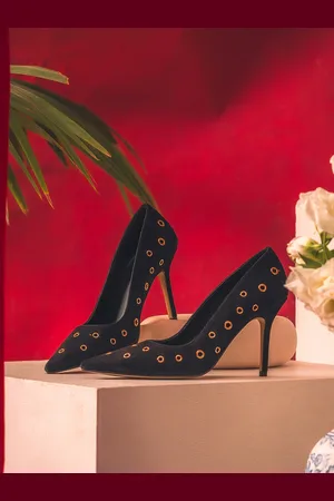 SAINT G. Embellished Suede Stiletto Heel Pumps