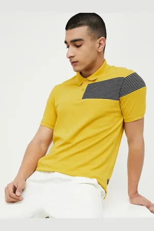Lifestyle Men Striped Polo Collar Pockets T-shirt