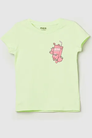 Max Collection Girls Graphic Printed Pure Cotton T-shirt